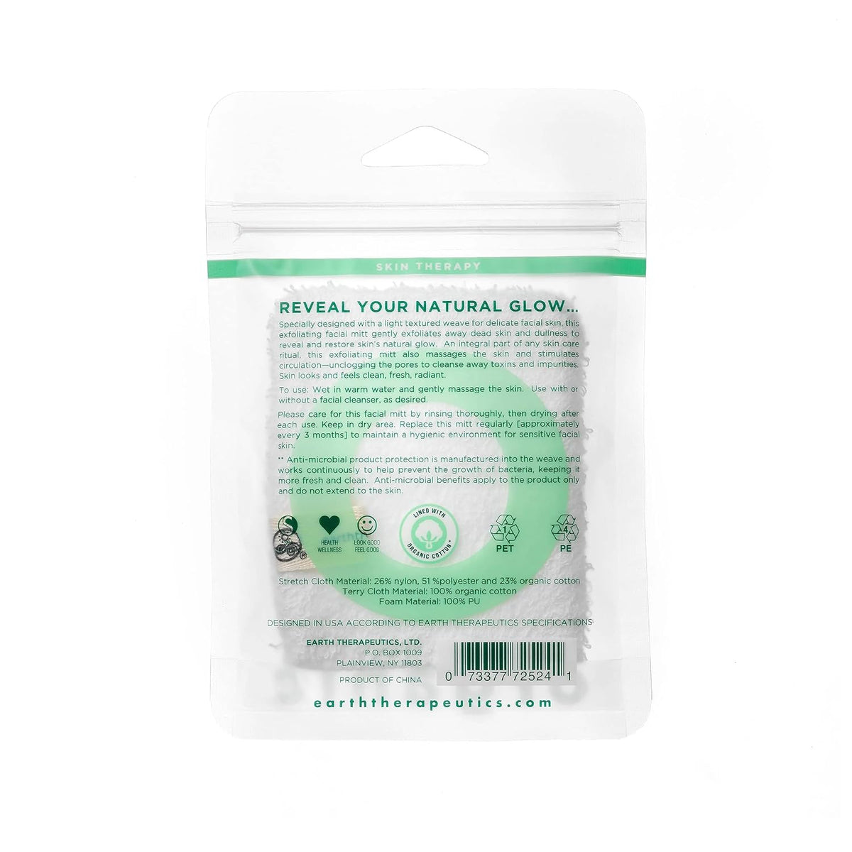Earth Therapeutics Organic Cotton Exfoliating Facial Mitt