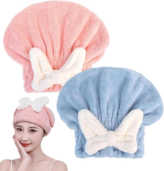 Microfiber Hair Towels Wrap Hair Drying Cap for Women 2Pcs Colors
