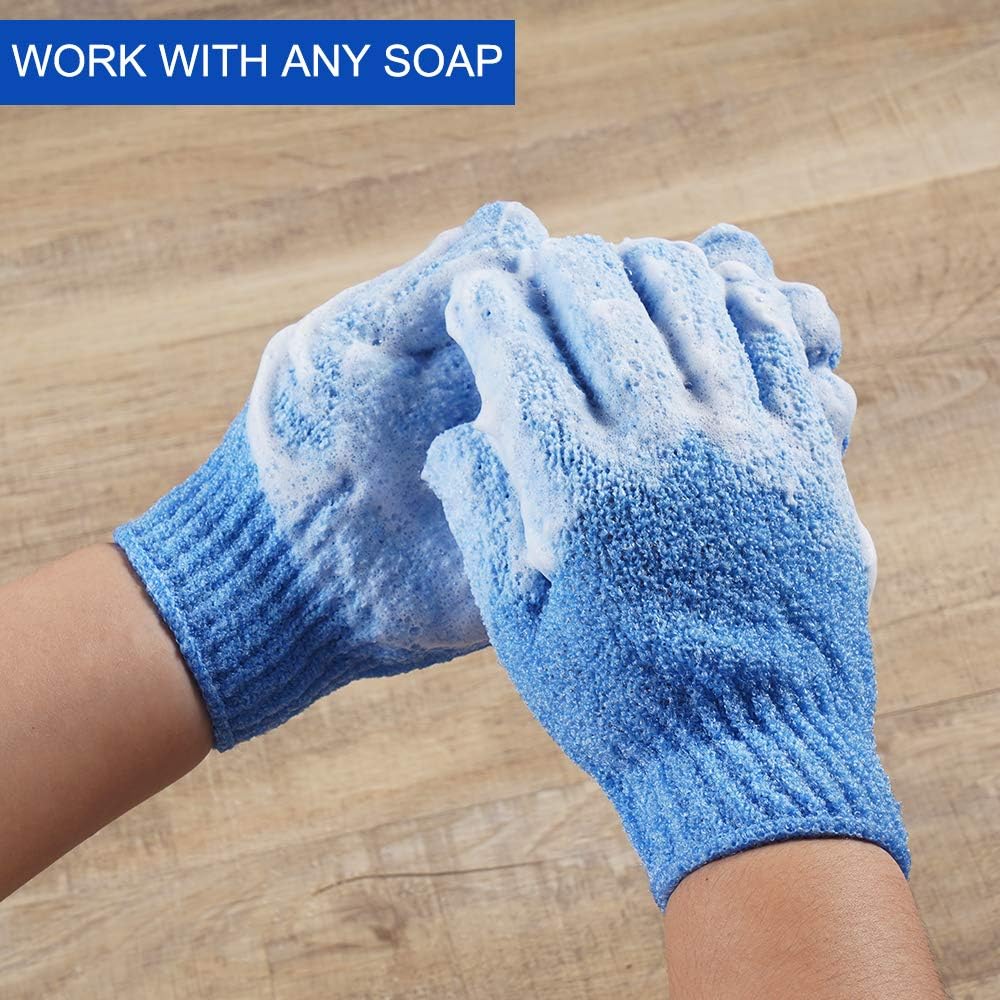 10 Pairs Exfoliating Gloves, 100% Nylon Double Sided 10 Colors