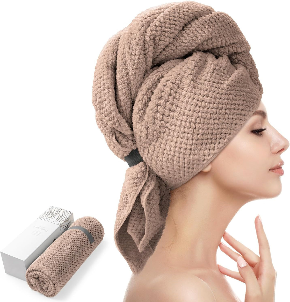 YFONG Large Microfiber Hair Towel Wrap for Women, 26" X 40" Super Absorbent