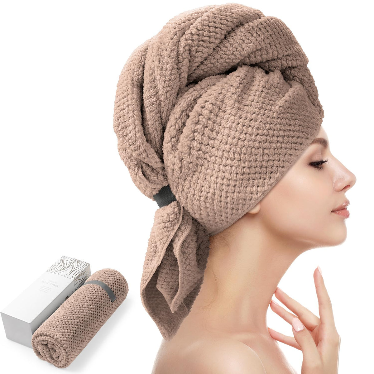 YFONG Large Microfiber Hair Towel Wrap for Women, 26" X 40" Super Absorbent