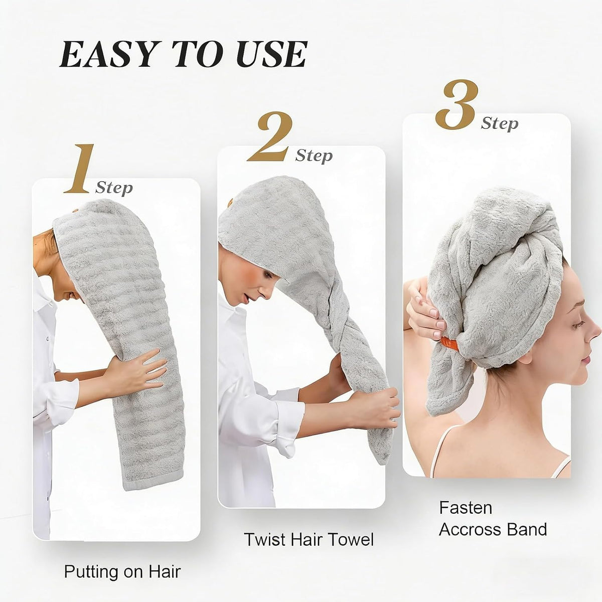 Microfiber hair drying cap,Two-piece set of extra-thick hair drying caps