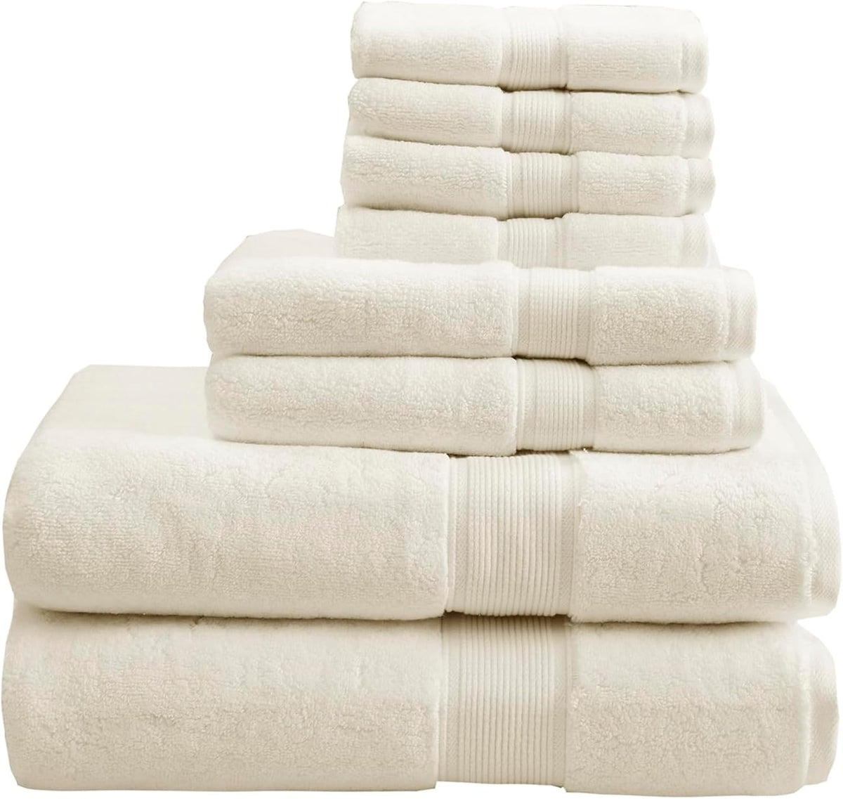 Madison Park 800GSM 100% Cotton Bathroom Bath Towel Set of 8, Cream