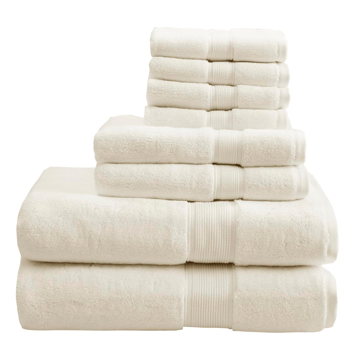 Madison Park 800GSM 100% Cotton Bathroom Bath Towel Set of 8, Cream
