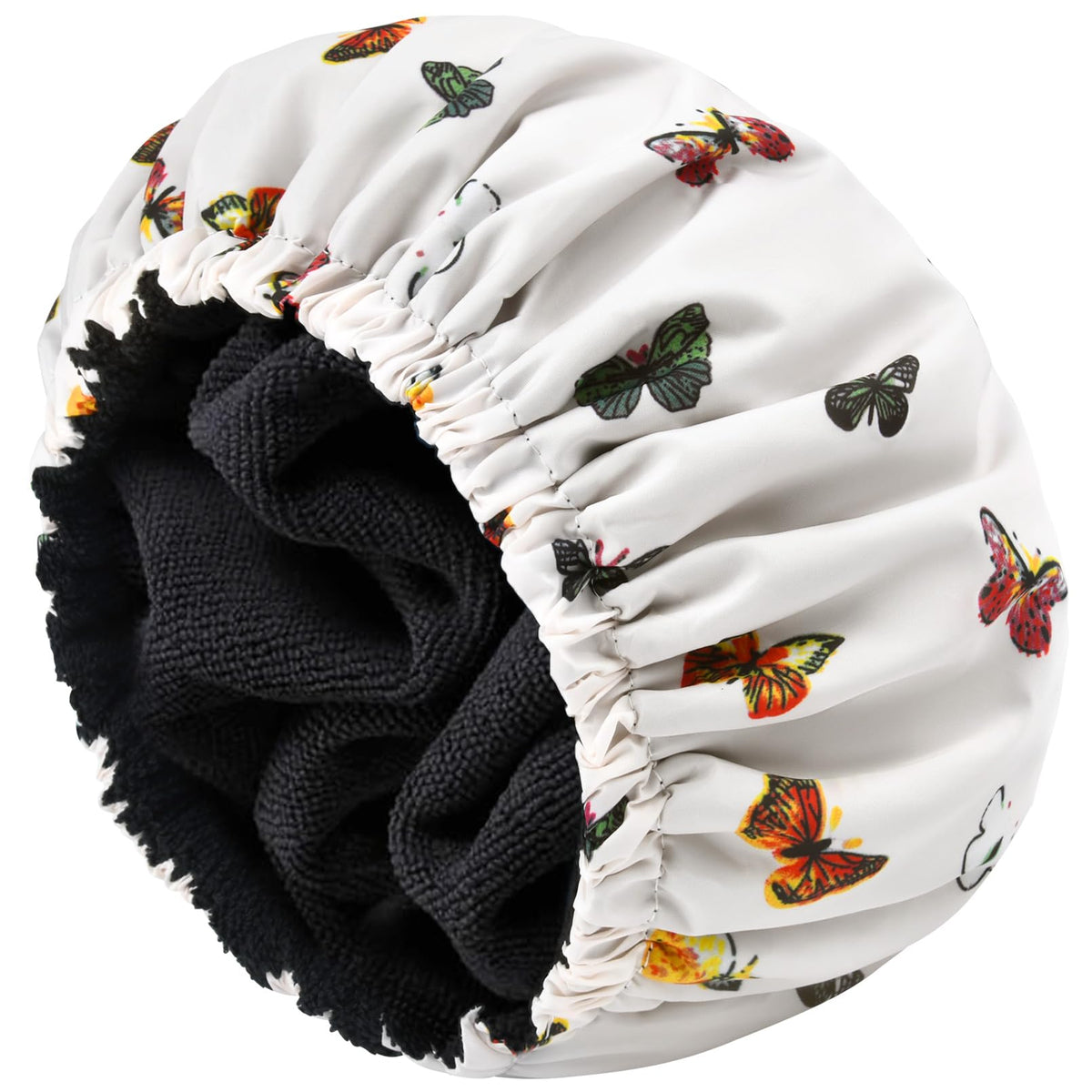 Shower Cap for Women Terry Lined Bee Bath Cap Large Reusable Waterproof Elastic Band Beekeeper Shower Caps for Long Thick Hair Soft Bath Shower Hair Caps