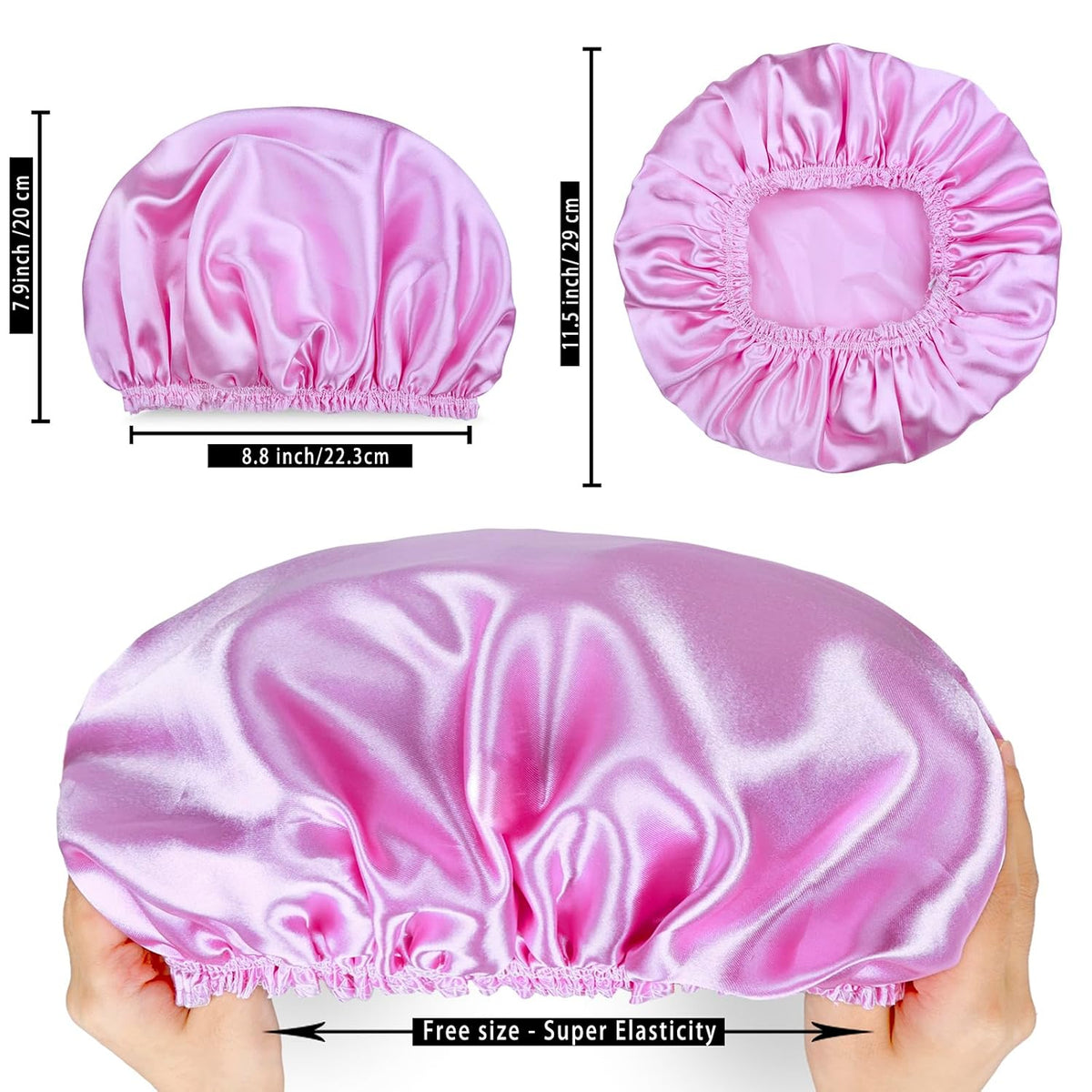 Shower Caps for Women, 4 PCS Reusable Waterproof Bath Cap