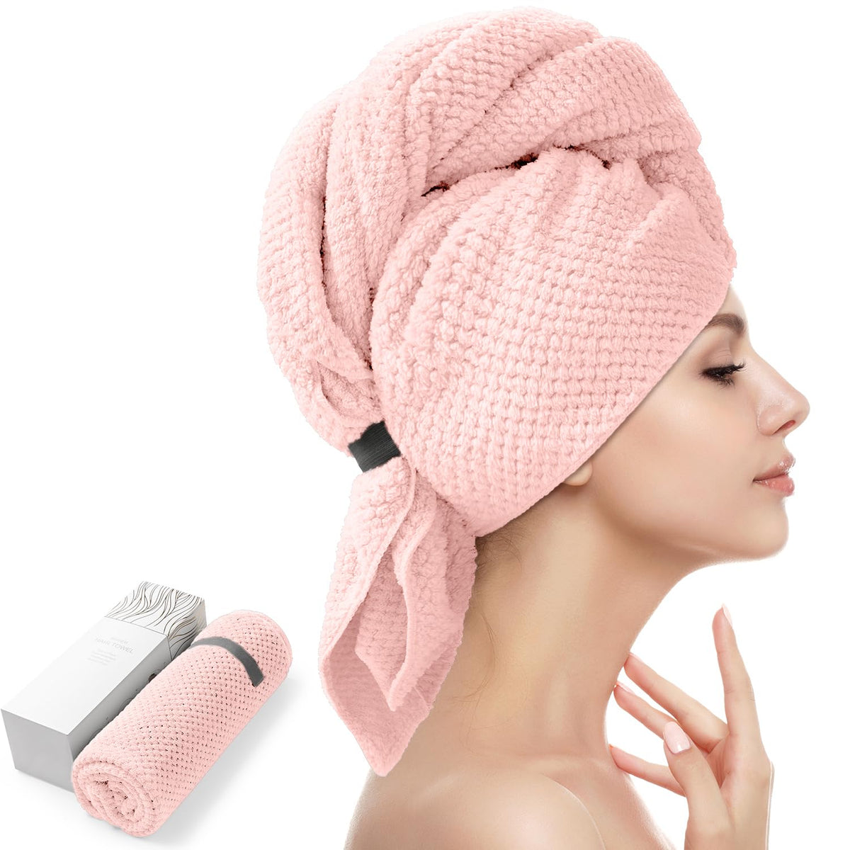 YFONG Large Microfiber Hair Towel Wrap for Women, 26" X 40" Super Absorbent