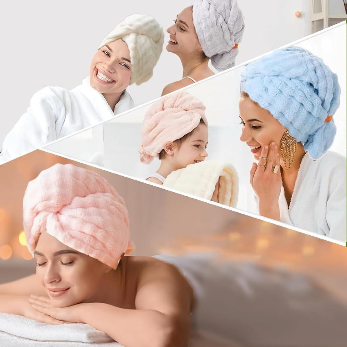 Microfiber hair drying cap,Two-piece set of extra-thick hair drying caps