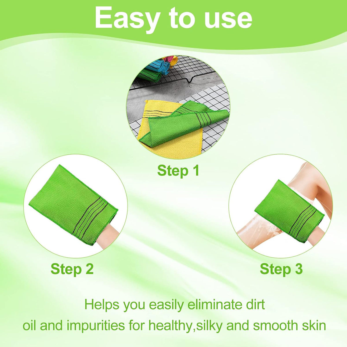 Tatuo 12 Pack Korean Exfoliating Mitts, Body Scrub, 9.5 x 5.7 in, 4 Colors