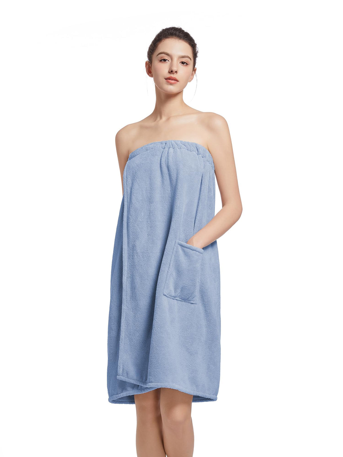 Women'S Soft Wrap Towel Full Length，Bath Robe After Shower Female Plush Long，Spa Bathrobes Lightweight With Pockets