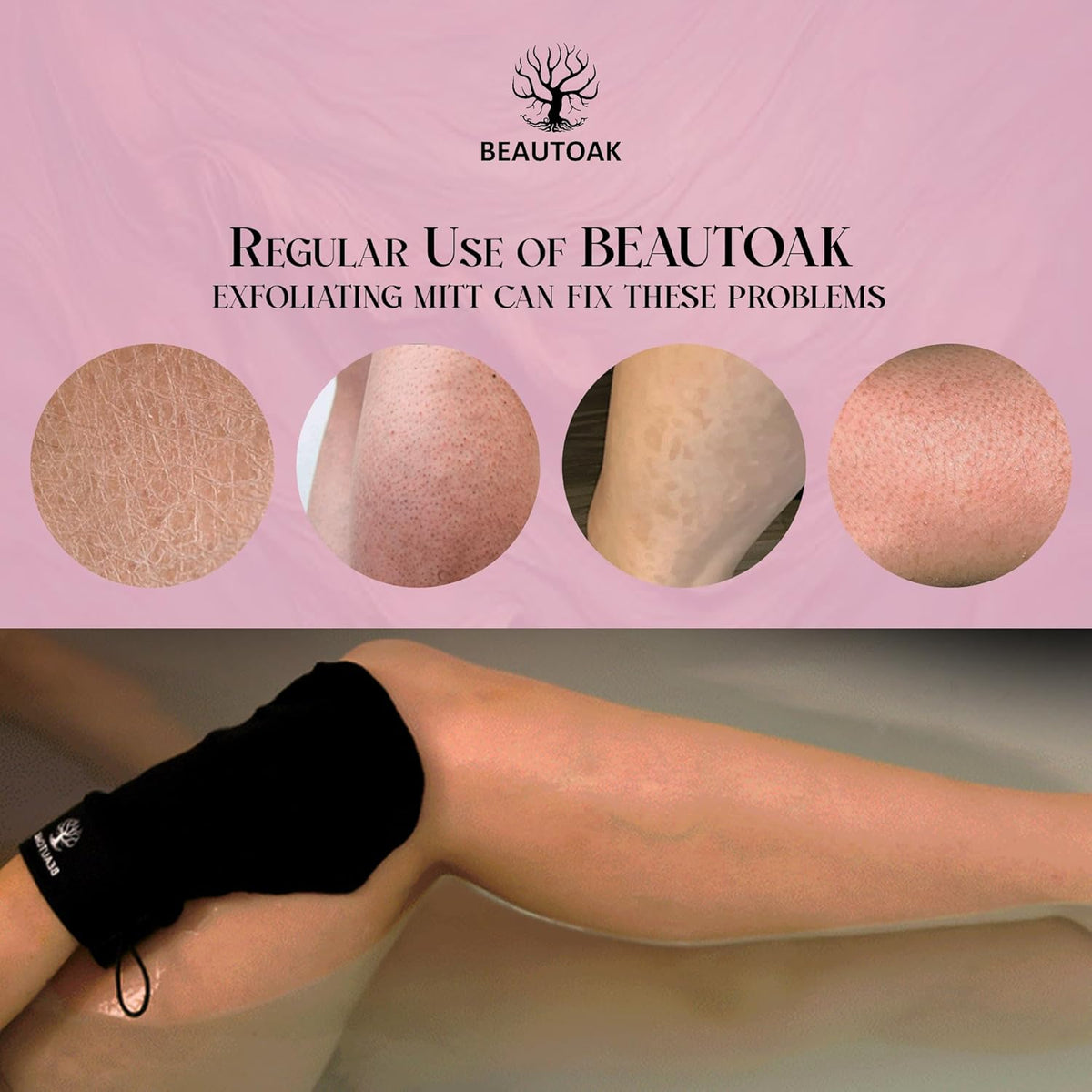 Antimicrobial Korean Exfoliating Mitt for Shower with Smell Protection - Exfoliating Glove Body Scrubber - Skin Exfoliator & Dead Skin Remover for body (1 Pack)