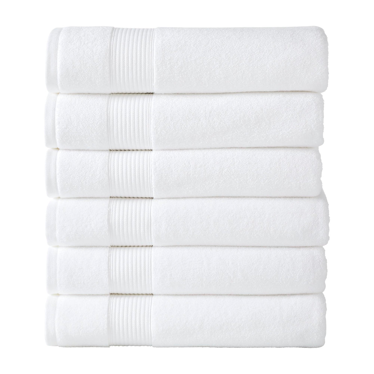 Modern Threads Hotel Collection 6-Pack 100% Ring Spun Cotton, Highly Absorbent Quick Drying Bath Towel Set, White, 27x54