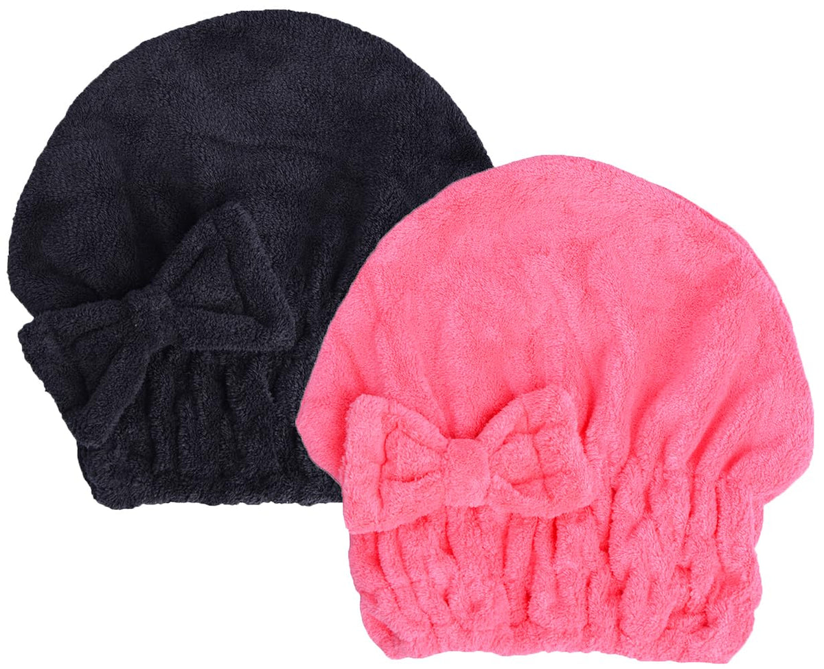 HOPESHINE Microfiber Hair Towel Cap for Women Wet Short or Long Curly Hair Super Absorbent Turbans Anti Frizz Great Gift for Women and Girls (Black, 1)