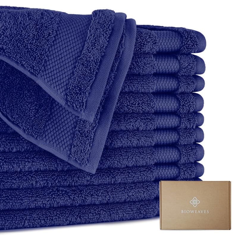 BIOWEAVES 100% Organic Cotton 700 GSM Plush Bath Towels 30" x 58" GOTS Certified - White, Pack of 2