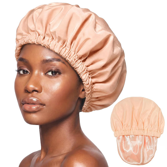 Satin Lined Shower Cap,Shower Caps for Women Reusable Waterproof