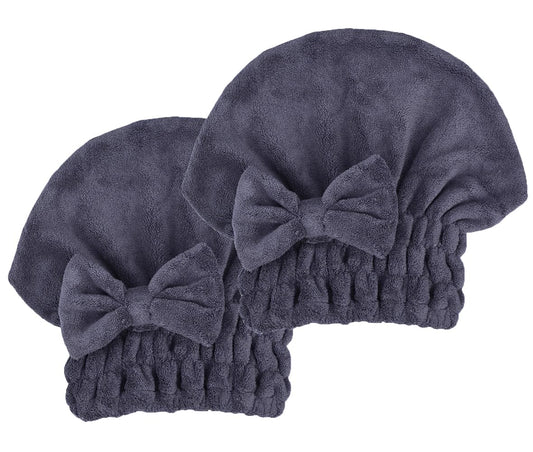 Microfiber Hair Drying Towels Head wrap 2-Pack with Bow-Knot Shower Cap Hair Turban hairWrap Bath Cap for Short or Curly Long & Wet Hair Gift for Women