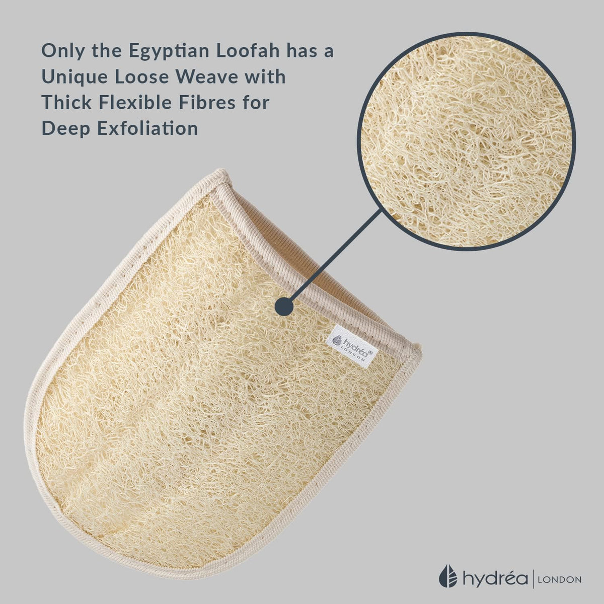 Hydrea London Exfoliating Glove - Organic Egyptian Shower Loofah & Dual-Sided Face Mitt Exfoliator - Body Scrubber for Men & Women, Dead Skin Cell Remover, & Bath Scrub for Deep Exfoliation & Detox