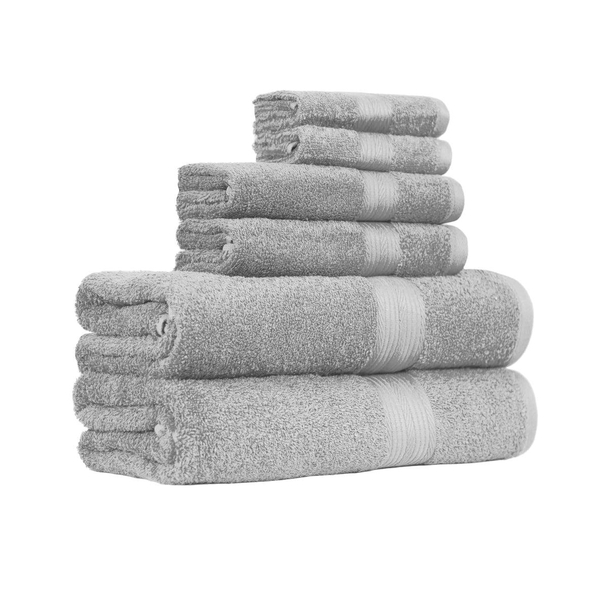 Amazon Basics 6-Piece Highly Absorbent Fade-Resistant Towel Set, 100% Cotton Towels for Bathroom, Soft, 2 Bath Towels, 2 Hand Towels, 2 Washcloths, Black