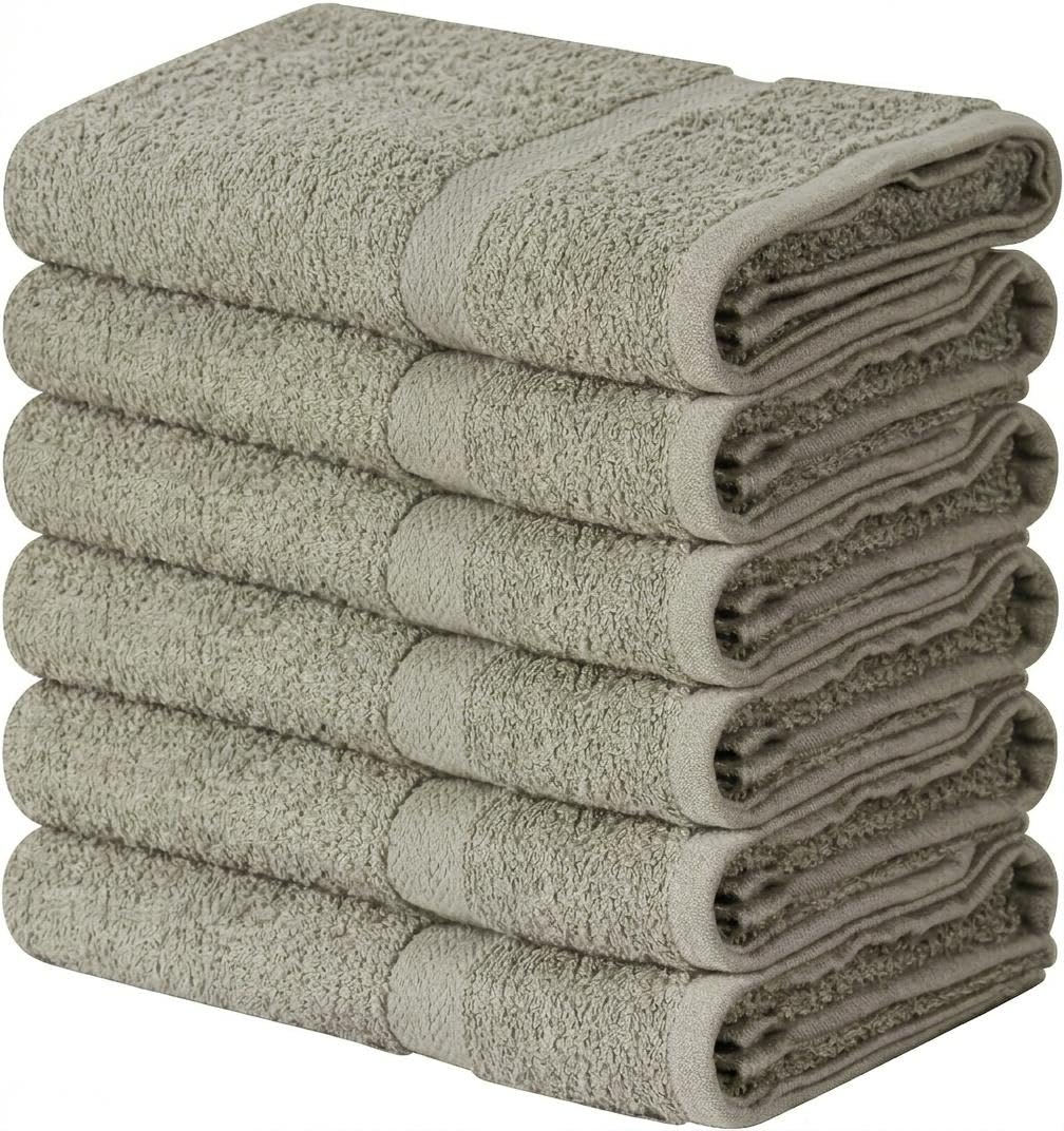 Towel and Linen Mart 100% Cotton White 6 Pack Medium Bath Towel Set, Quick Dry, Super Absorbent, Light Weight, Soft Feel, Premium Towels for Hotel, Spa and Bathroom (24 X 48 6 Pack White)