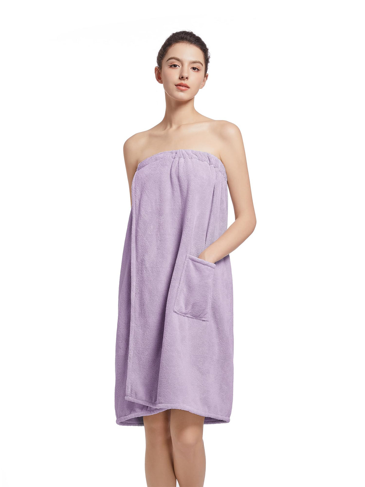 Women'S Soft Wrap Towel Full Length，Bath Robe After Shower Female Plush Long，Spa Bathrobes Lightweight With Pockets