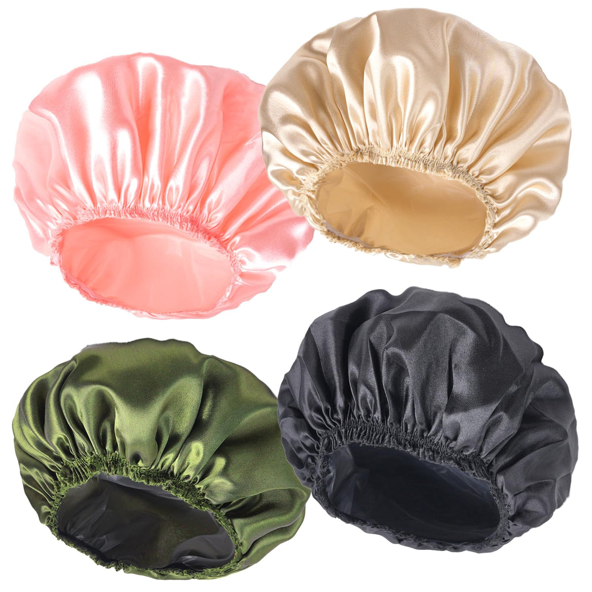 Shower Caps for Women, 4 PCS Reusable Waterproof Bath Cap
