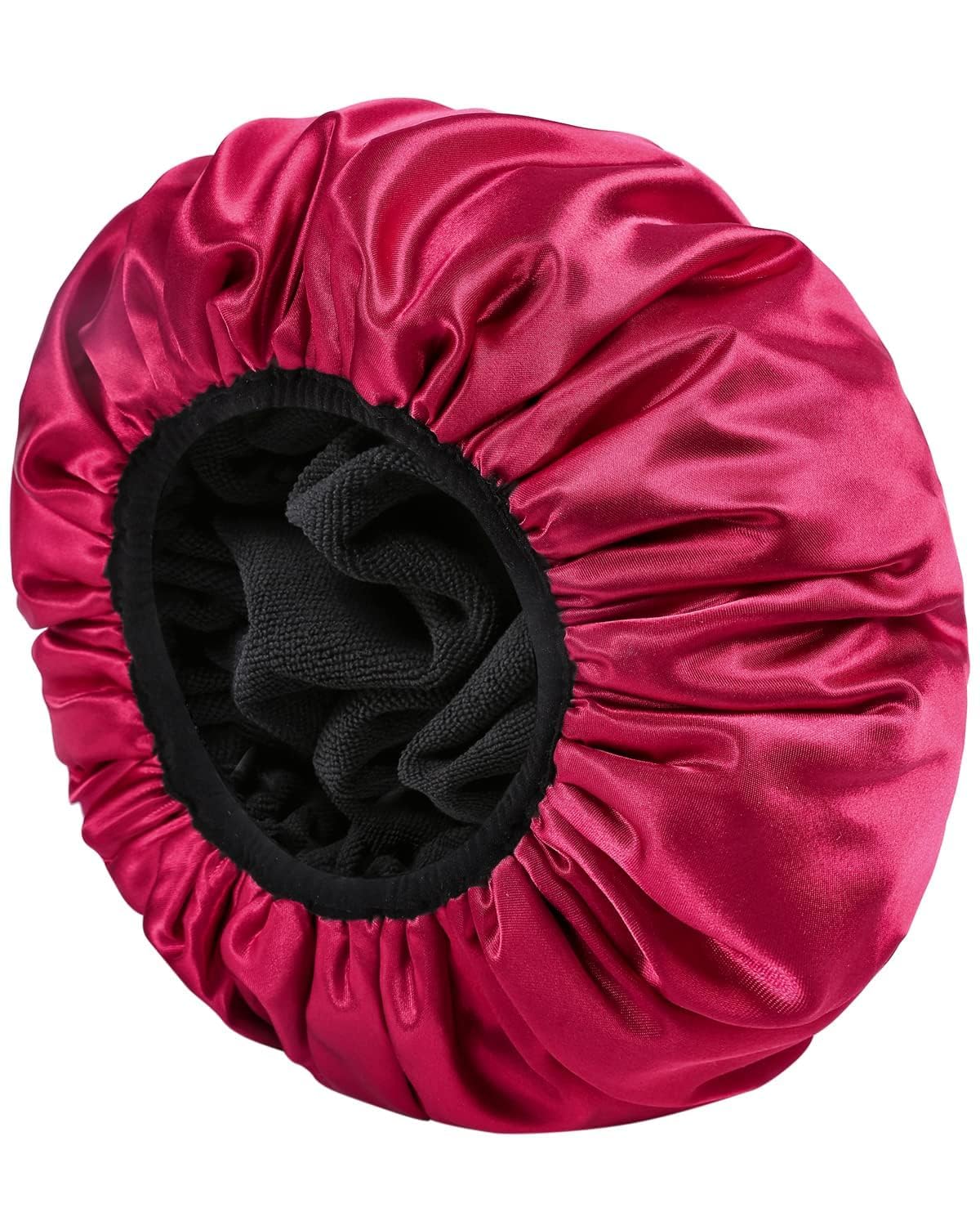 YIZIJIZI Large Terry Lined Shower Cap for Women, Reusable Waterproof