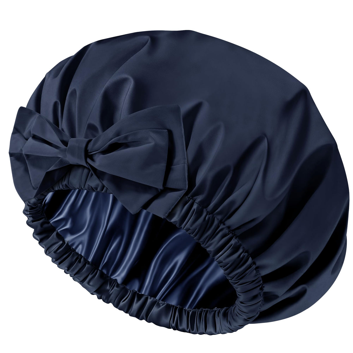 Shower Cap for Women, Large Waterproof Reusable Hair Cap with Bow