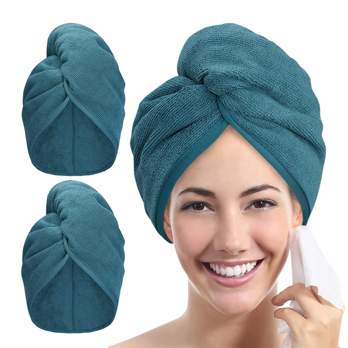 Microfiber Hair Towel Hair Wrap: 2 Pcs 10X26 Hair Dryer Women (Gray)