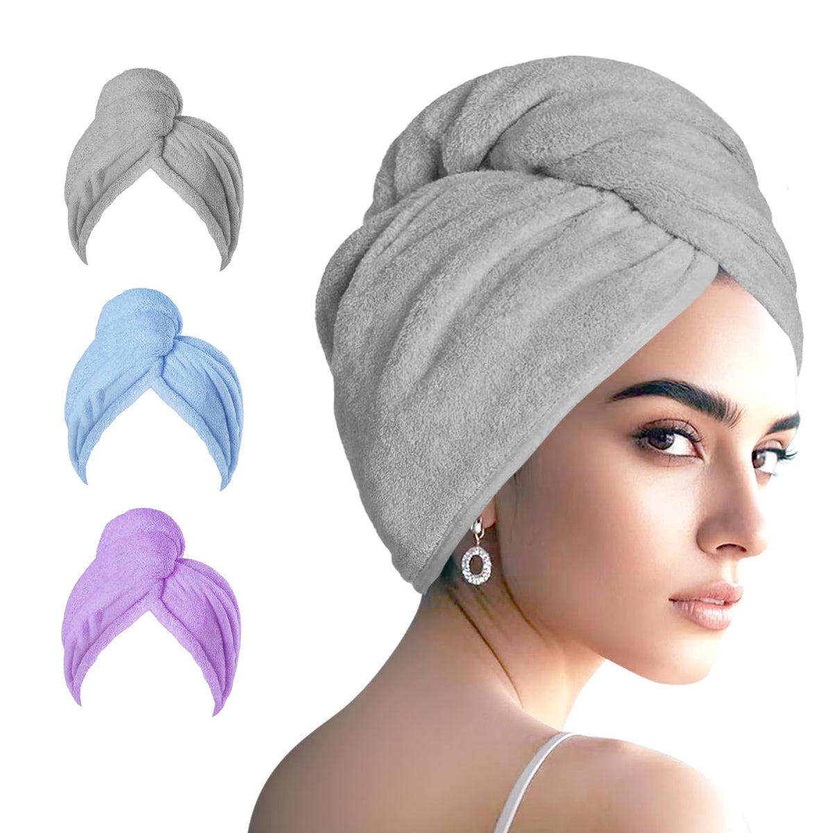 Microfiber Hair Drying Towel Wrap,Hair Turbans Towel for Wet Hair