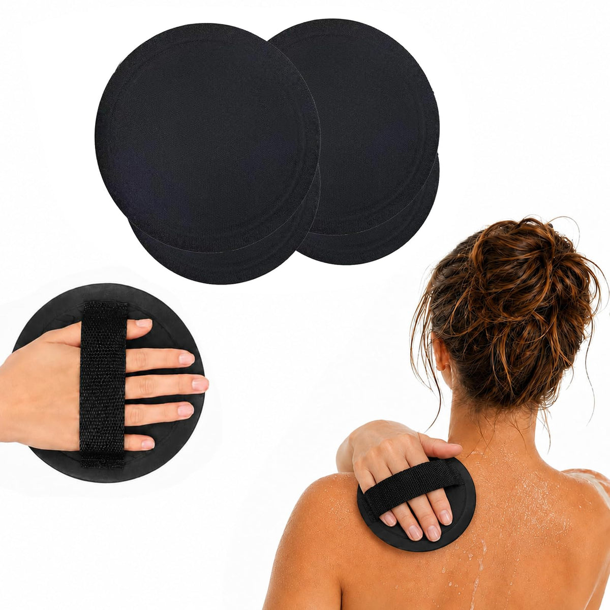 4 Pack Soft Rubber Shower Scrubber, Body Exfoliating Bath Tool，Mix