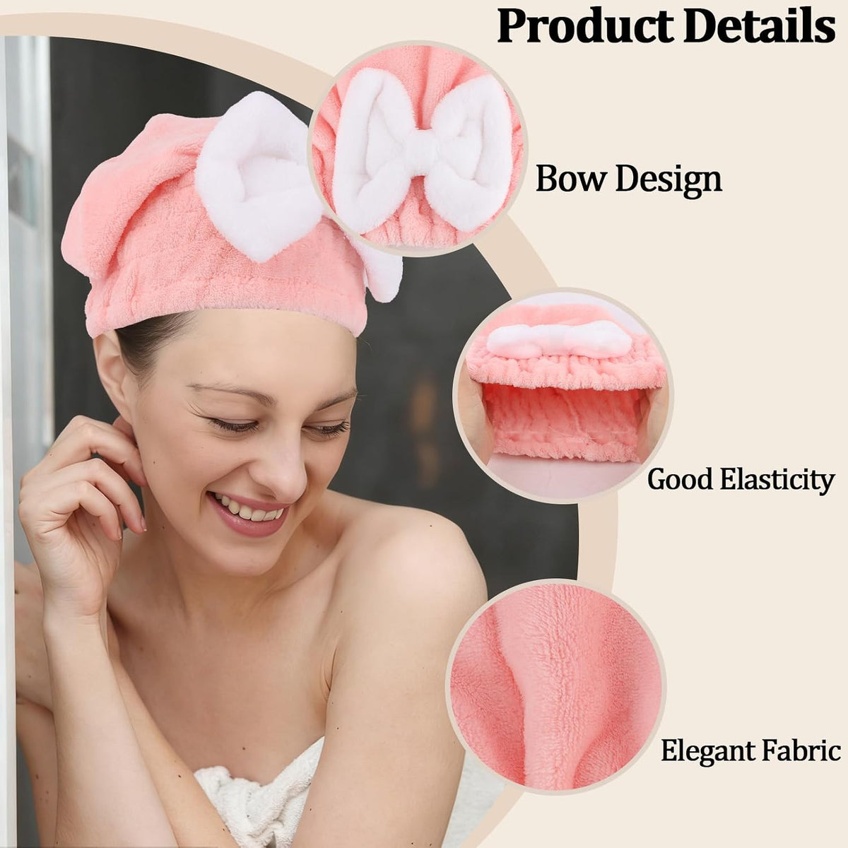 2PCS Microfiber Hair Drying Caps Hair Towel Cap