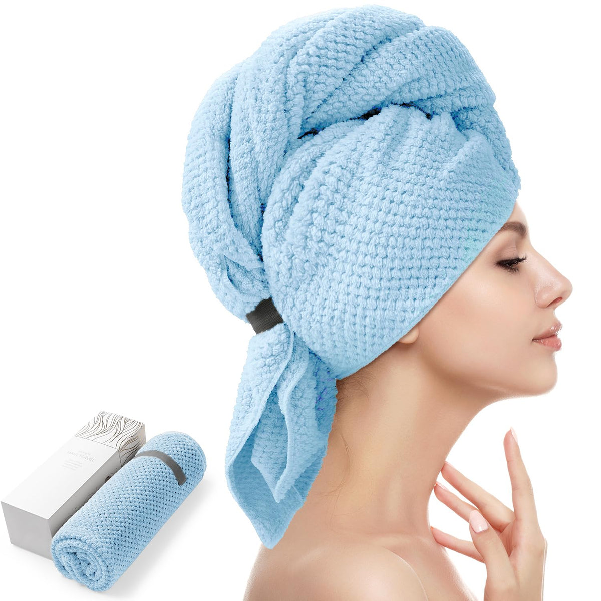 YFONG Large Microfiber Hair Towel Wrap for Women, 26" X 40" Super Absorbent