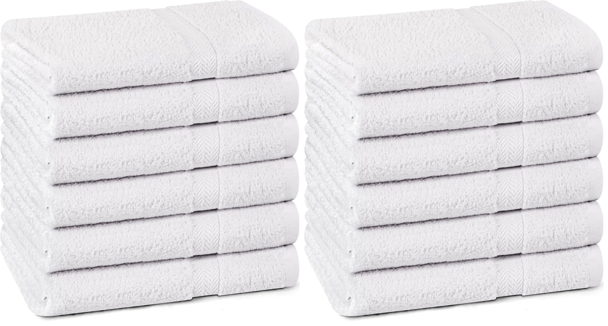 Towel and Linen Mart 100% Cotton White 6 Pack Medium Bath Towel Set, Quick Dry, Super Absorbent, Light Weight, Soft Feel, Premium Towels for Hotel, Spa and Bathroom (24 X 48 6 Pack White)