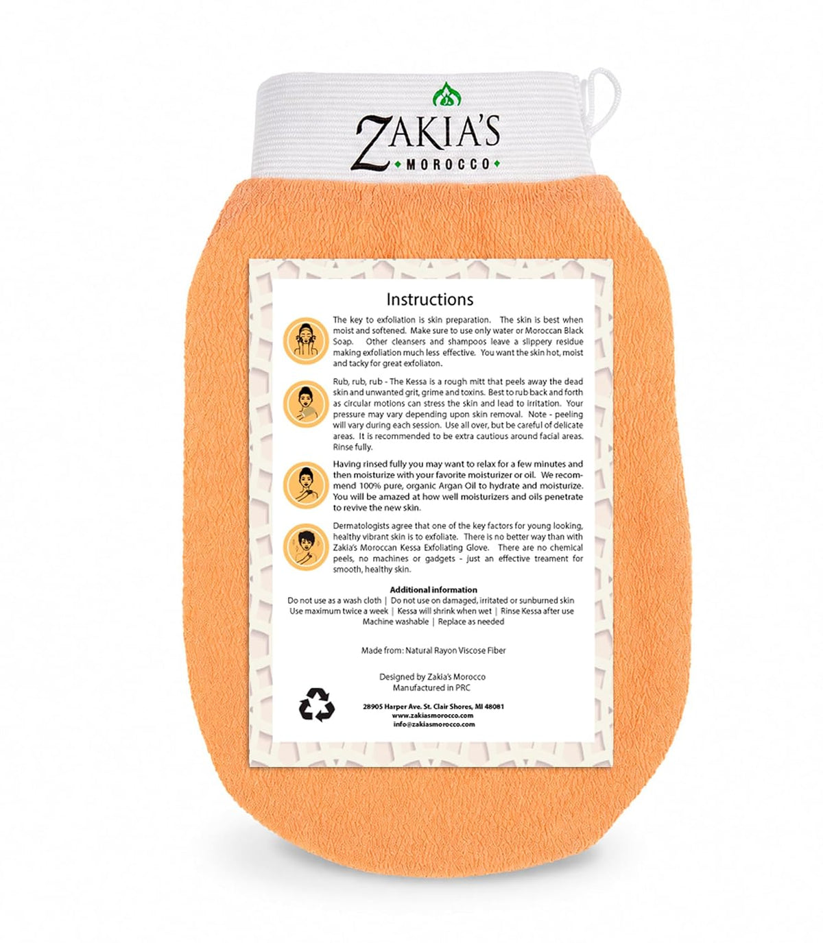 Original Kessa Exfoliating Glove - Salmon Beige - Microdermabrasion Exfoliating Mitts, Removes unwanted dead skin, dirt and grime and Keratosis Pilaris. Great for spray tan removal. 1 unit