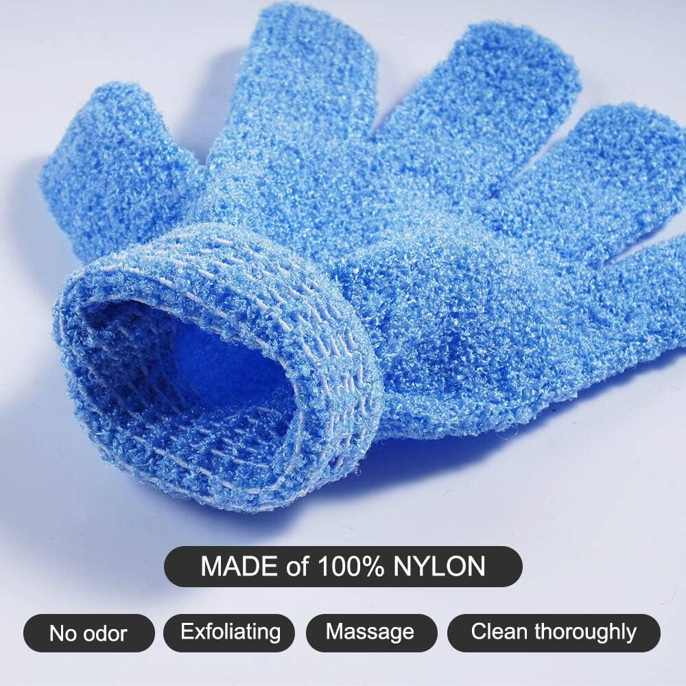 10 Pairs Exfoliating Gloves, 100% Nylon Double Sided 10 Colors