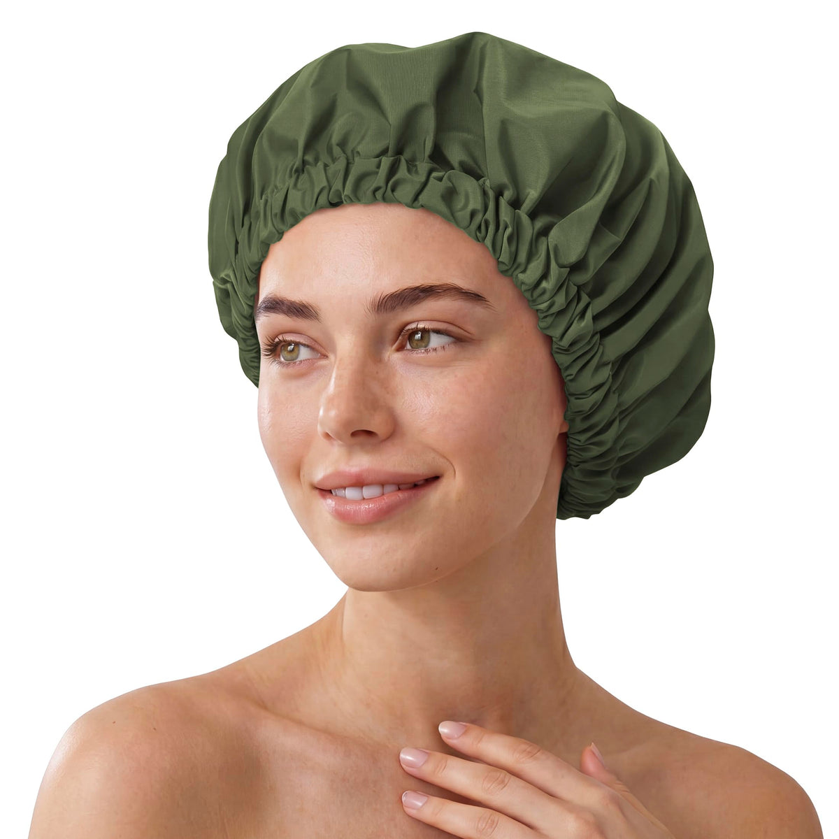 Shower Cap for Women, Reusable Waterproof Long Hair Bonnet