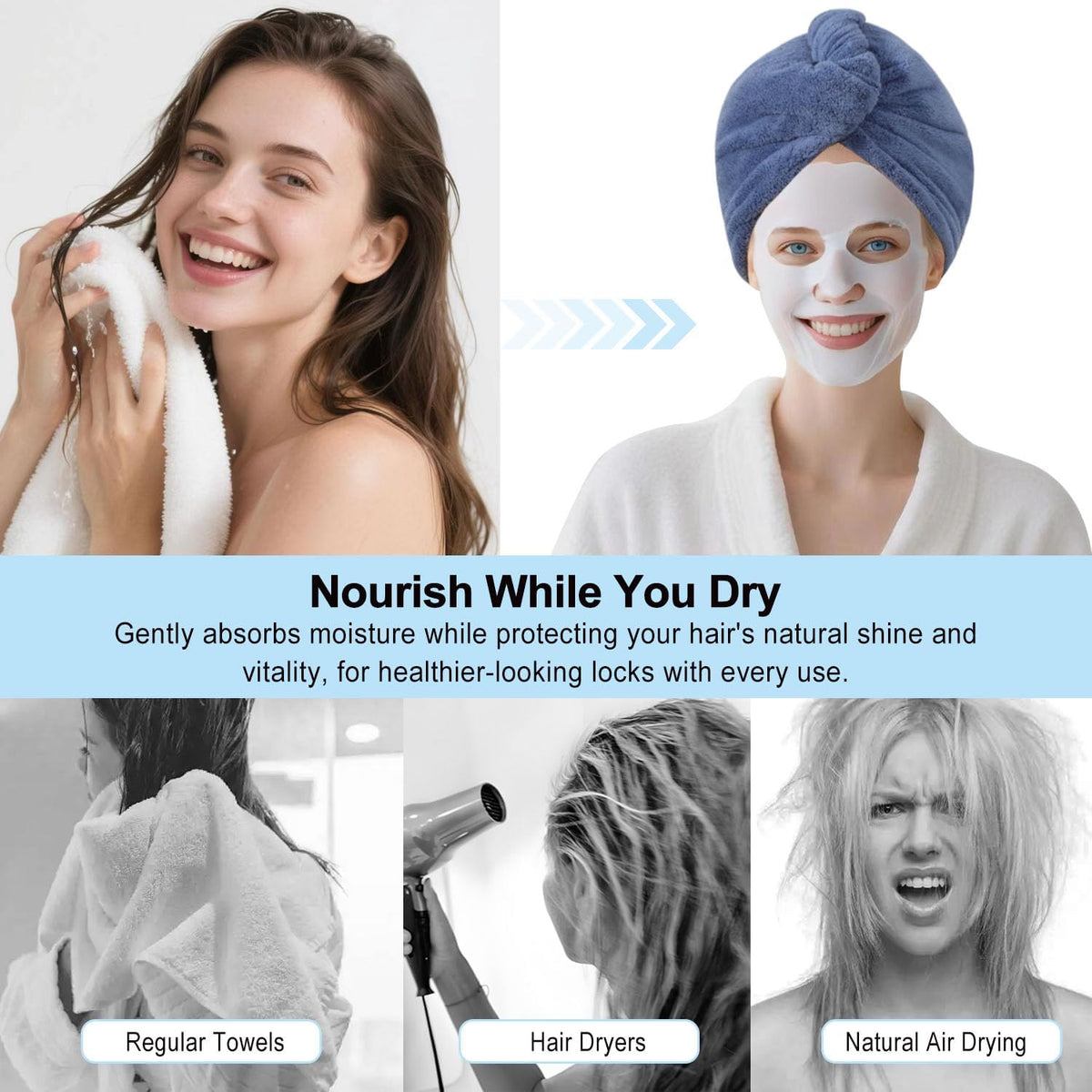 Microfiber Hair Drying Towel Wrap,Hair Turbans Towel for Wet Hair