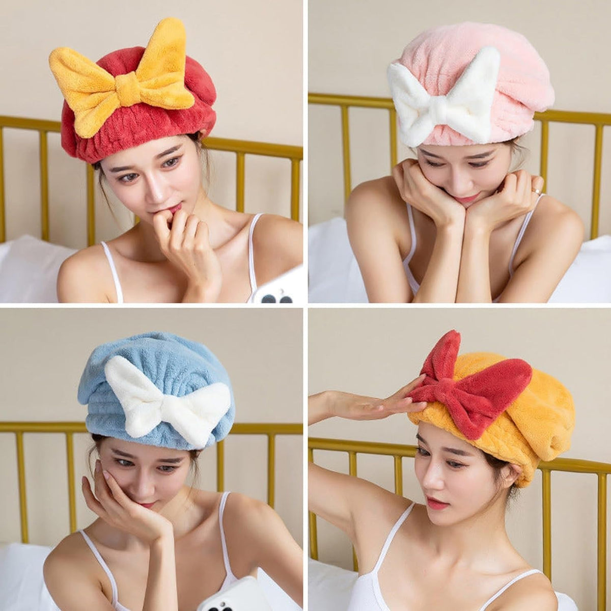 Microfiber Hair Towels Wrap Hair Drying Cap for Women 2Pcs Colors