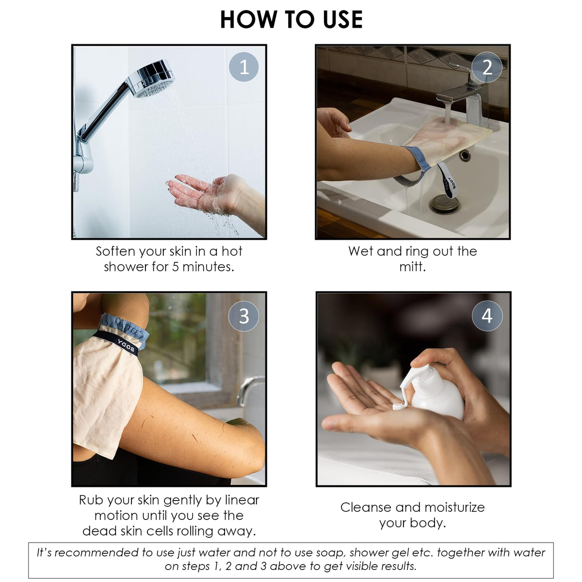 MATTEE Kessa Exfoliating Glove 2-Pack – Turkish Hammam Mitt for Dead Skin Removal, Smooth Skin & Self Tan Prep