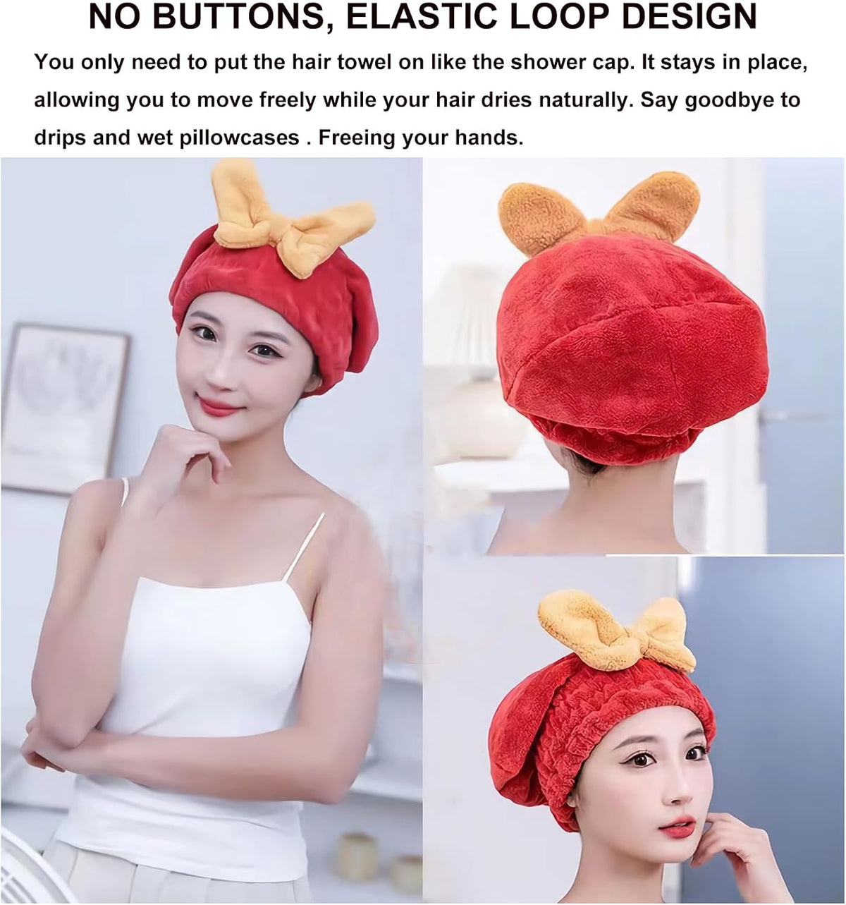 Microfiber Hair Towels Wrap Hair Drying Cap for Women 4pcs Colors