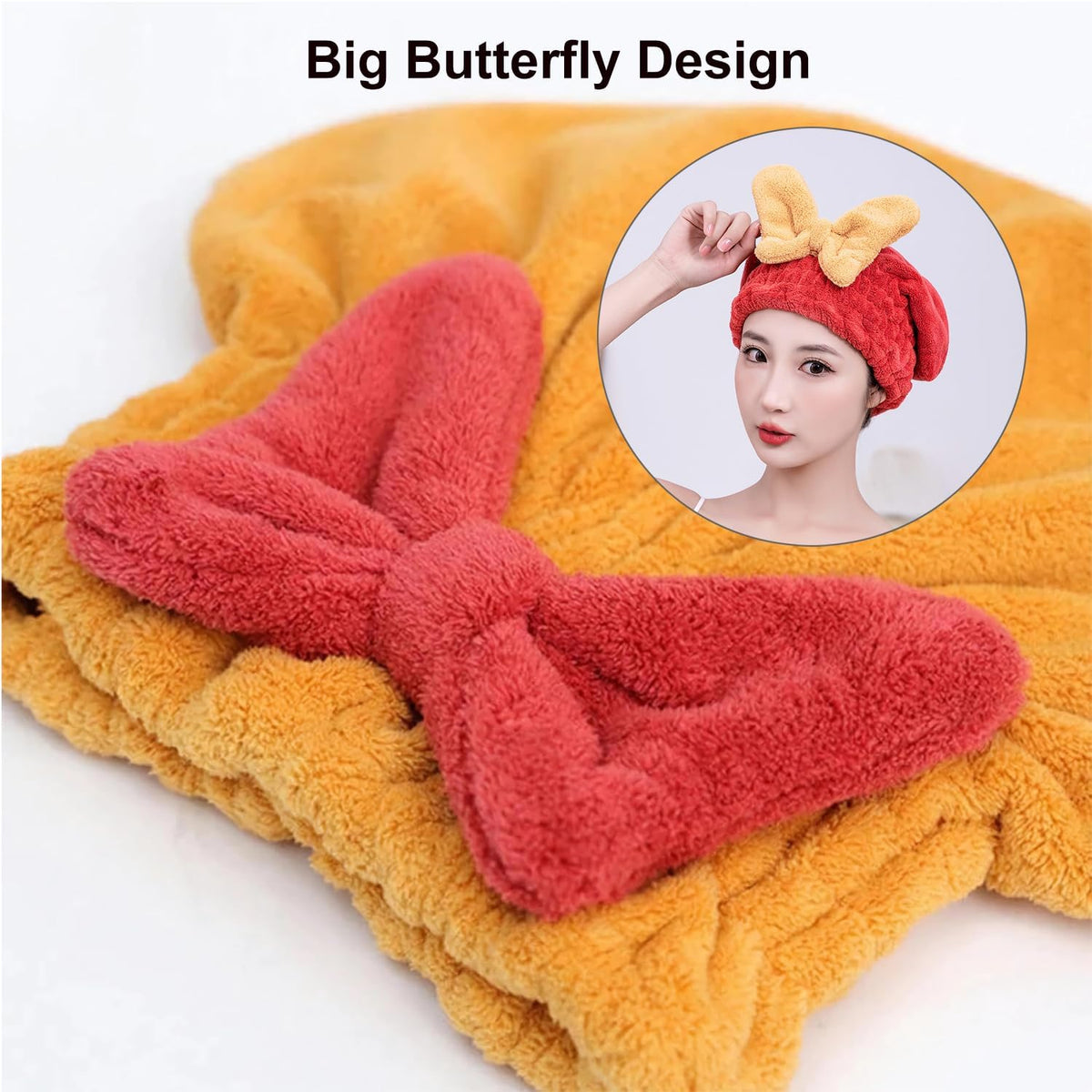 Microfiber Hair Towels Wrap Hair Drying Cap for Women 2Pcs Colors