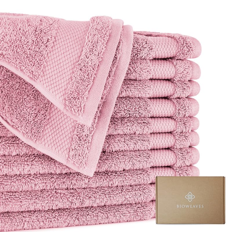 BIOWEAVES 100% Organic Cotton 700 GSM Plush Bath Towels 30" x 58" GOTS Certified - White, Pack of 2