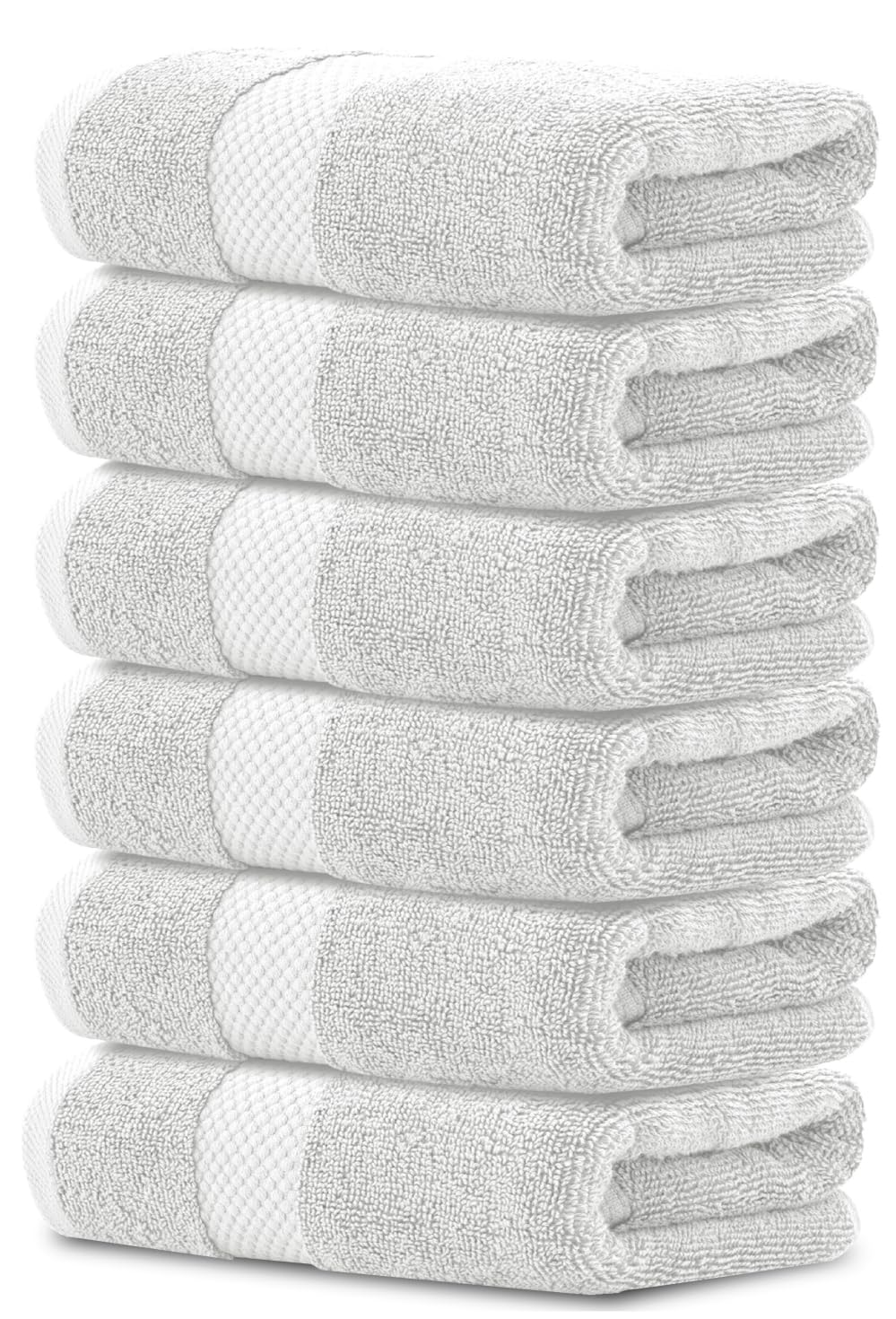 White Classic Luxury White Hand Towels - 100% Turkish Cotton, 16x30, 6 Pack
