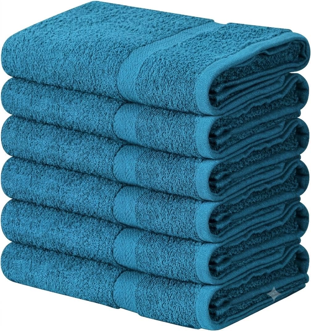 Towel and Linen Mart 100% Cotton White 6 Pack Medium Bath Towel Set, Quick Dry, Super Absorbent, Light Weight, Soft Feel, Premium Towels for Hotel, Spa and Bathroom (24 X 48 6 Pack White)