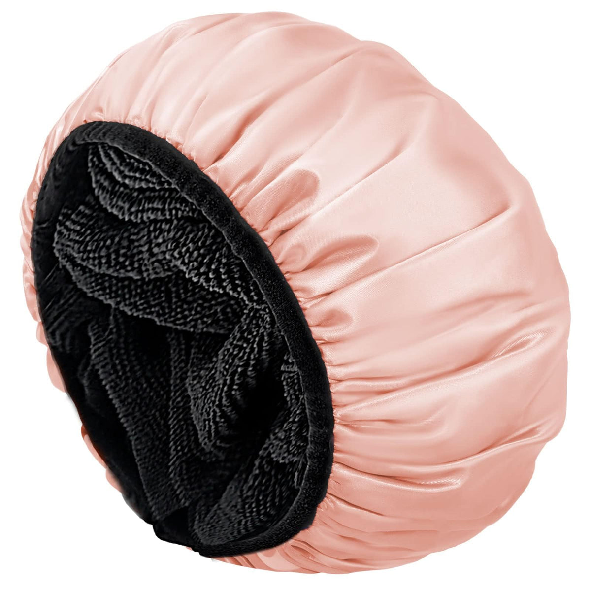 Aquior Shower Cap,Terry Lined Shower Cap for Women Reusable, Triple Layer Waterproof Bath Cap, Extra Large for Women Long Hair(Black)