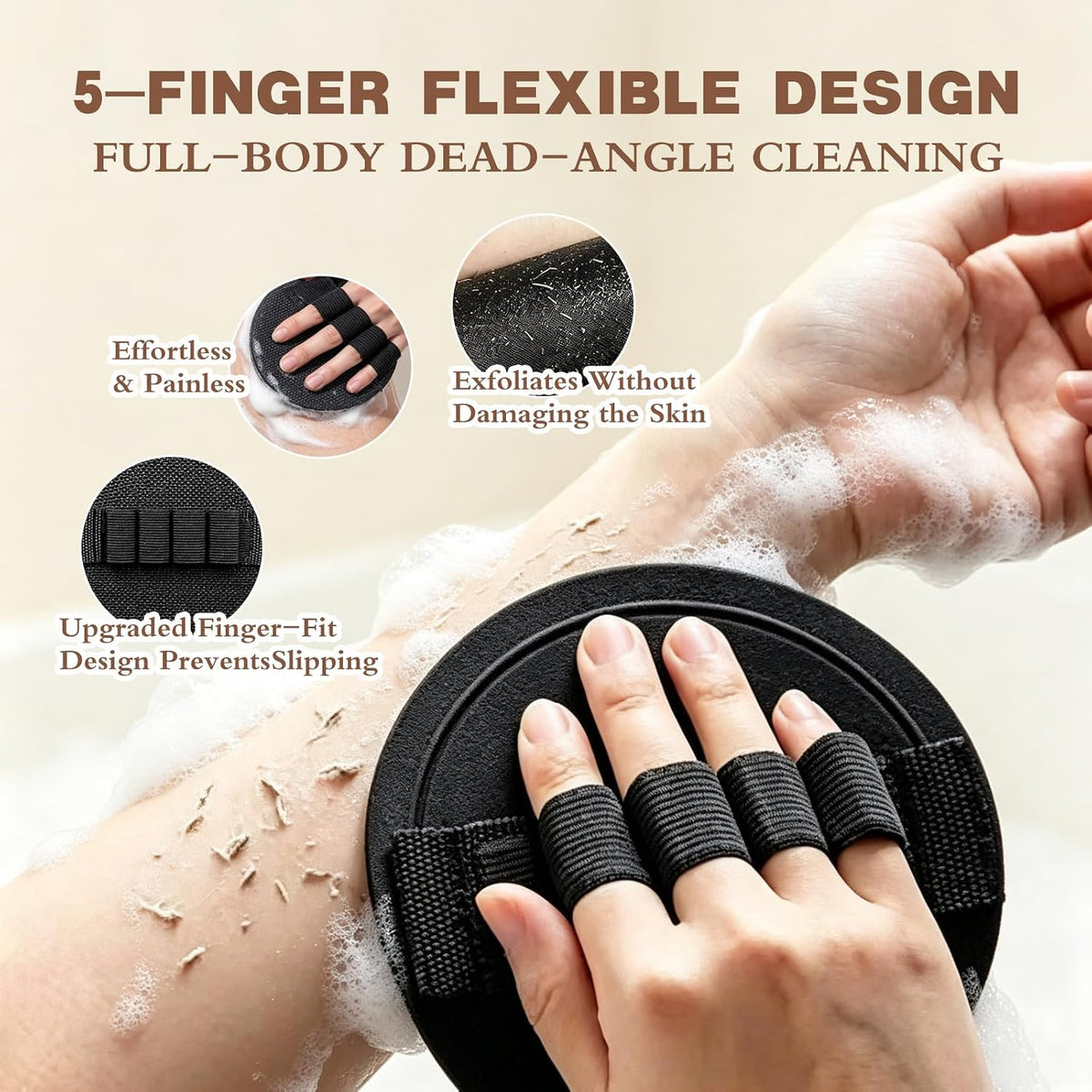 2PCS Vivanchor Exfoliating Bath Glove, Exfoliating Gloves for Shower, No Pain Exfoliating Bath Scrubber Glove,Quick-Dry Exfoliator Glove for Bath, Shower, Arms, Legs, Elbows & Feet