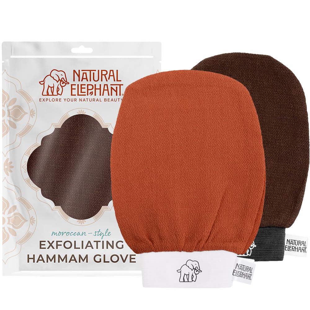 Natural Elephant Exfoliating Hammam Glove | Authentic Moroccan Kessa Body Scrub Mitt for Spa-Quality Skin Renewal | Pure Black Single