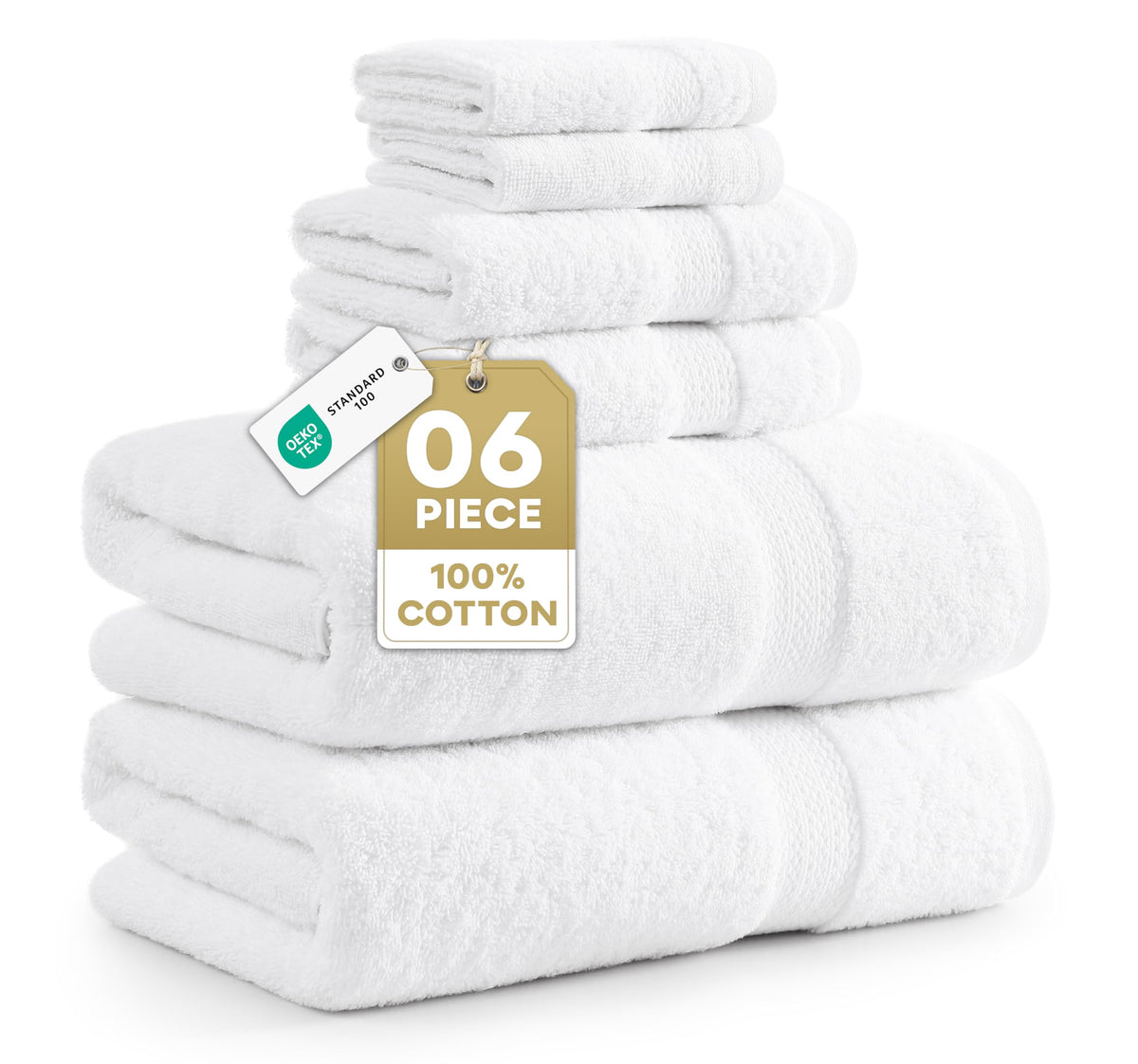 100% Cotton Bath Towels Set Soft Absorbent Quick Dry 16 Piece - Grey