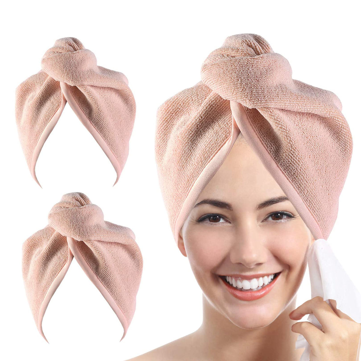 Microfiber Hair Towel Hair Wrap: 2 Pcs 10X26 Hair Dryer Women (Gray)