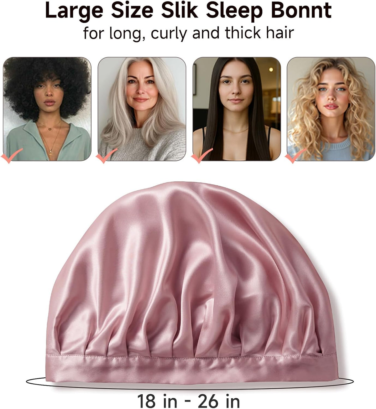Kaome 100% Mulberry Silk Bonnet for Sleeping Women, Large Double Layer